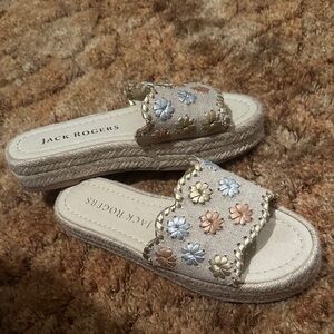 Jack Rogers Women's Espadrilles with Floral Accents - Cream and Pastel